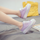 Women Thick-Soled Inner Heightened Semi-Slipper Canvas Shoes Lazy One-Legged Platform Shoes, Size: 39(Purple)
