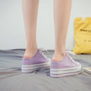 Women Thick-Soled Inner Heightened Semi-Slipper Canvas Shoes Lazy One-Legged Platform Shoes, Size: 39(Purple)