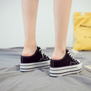 Women Thick-Soled Inner Heightened Semi-Slipper Canvas Shoes Lazy One-Legged Platform Shoes, Size: 39(Black)