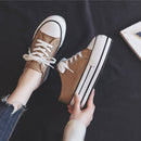 Women Thick-Soled Inner Heightened Semi-Slipper Canvas Shoes Lazy One-Legged Platform Shoes, Size: 39(Milk Tea)