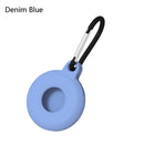 4 PCS Round Shape Shockproof Anti-scratch Silicone Protective Case with Carabiner for AirTag(Denim Blue)