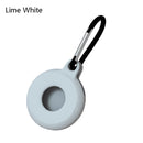 4 PCS Round Shape Shockproof Anti-scratch Silicone Protective Case with Carabiner for AirTag(Lime White)