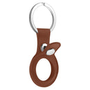 Anti-scratch Top-layer Cowhide Leather Protective Cover with Hanging Buckle for AirTag(Brown)