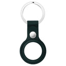 Anti-scratch Top-layer Cowhide Leather Protective Cover with Hanging Buckle for AirTag(Ink Green)
