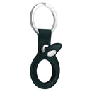 Anti-scratch Top-layer Cowhide Leather Protective Cover with Hanging Buckle for AirTag(Ink Green)