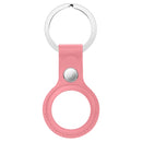 Anti-scratch Top-layer Cowhide Leather Protective Cover with Hanging Buckle for Airtag(Pink)