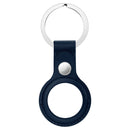 Anti-scratch Top-layer Cowhide Leather Protective Cover with Hanging Buckle for AirTag(Deep Blue)