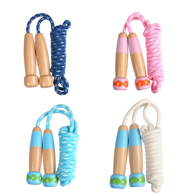 Wooden Children Skipping Rope Kindergarten Pupils Beginners Adjustable Skipping Rope, Length: 2.7m(Blue)