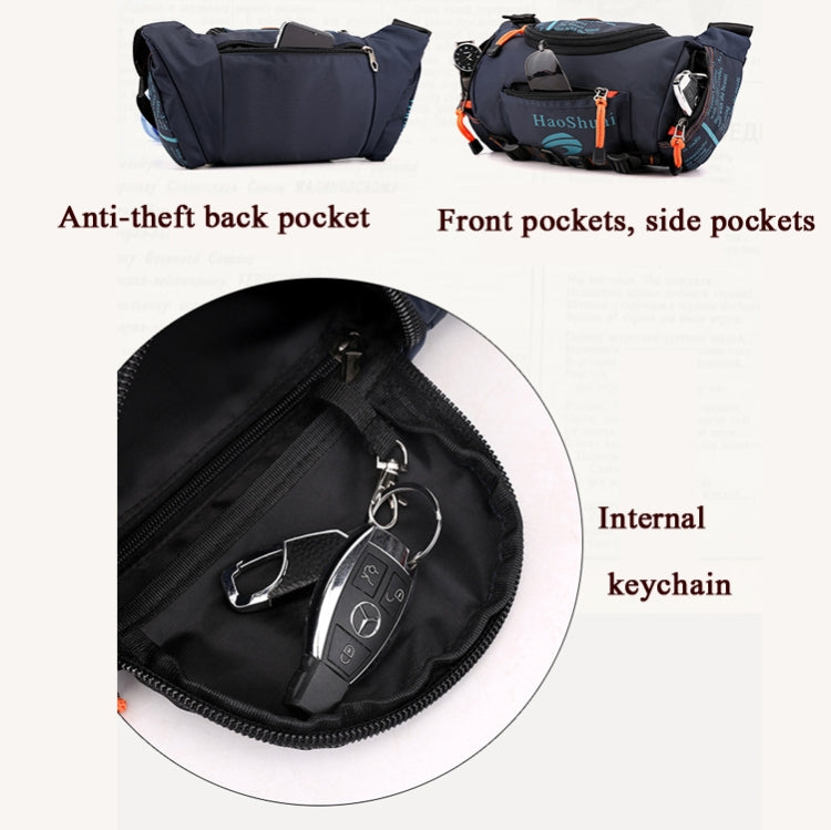 HaoShuai 5130 Multi-Function Outdoor Waist Bag Sports Men Shoulder Slope Bag Waterproof Chest Bag(Navy Blue)