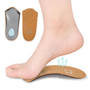 2 Pairs Cow Leather Arch Half Insole Flat Arch Support O-Leg Corrective Insole,Size: 37/38