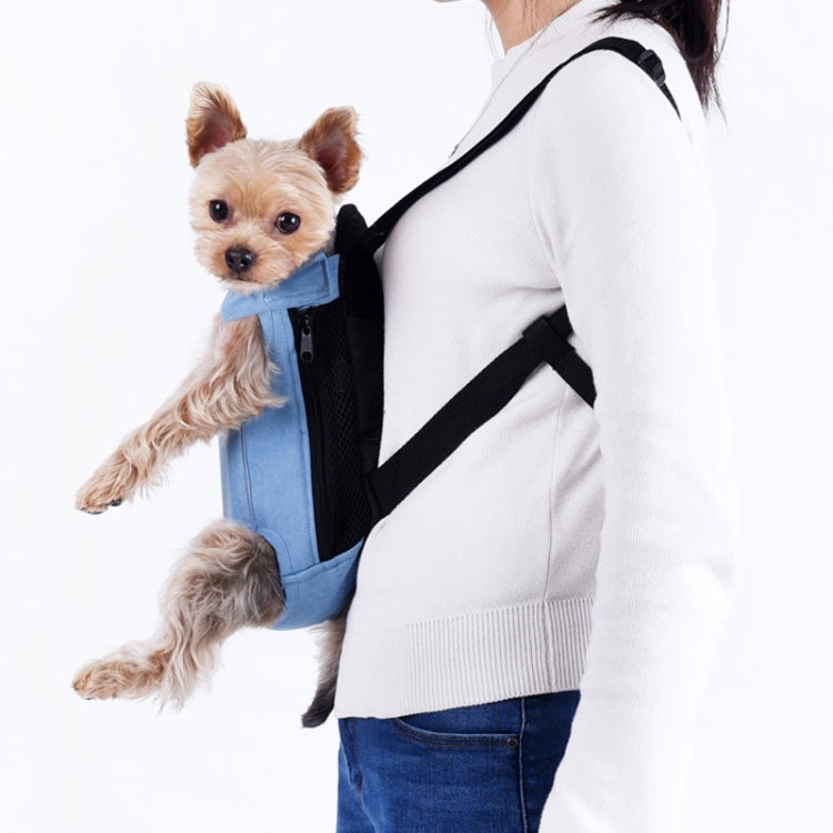 Dog Going Out Foldable On Chest Backpack Pet Carrier Bag, Colour: Light Color Cowboy (Four Seasons)(S)