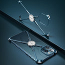 Oatsbasf Metal Magnetic Airbag Frame Shell Heat Dissipation Mobile Phone Ring Bracket For iPhone 12 Pro Max(Blue)