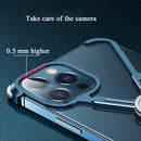 Oatsbasf Metal Magnetic Airbag Frame Shell Heat Dissipation Mobile Phone Ring Bracket For iPhone 12 Pro Max(Blue)