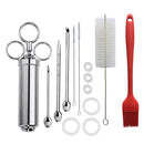 Stainless Steel Spice Syringe Barbecue Tool Turkey Needle Set (Red)