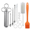 Stainless Steel Spice Syringe Barbecue Tool Turkey Needle Set(Orange)