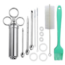 Stainless Steel Spice Syringe Barbecue Tool Turkey Needle Set(Gem Green)