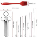 Stainless Steel Spice Syringe Barbecue Tool Turkey Needle Set(Blue)