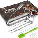 Stainless Steel Spice Syringe Barbecue Tool Turkey Needle Set(Green)