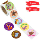 5 PCS Cute Animal English Teaching Reward Stickers(5-1 Animals)