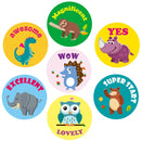 5 PCS Cute Animal English Teaching Reward Stickers(5-6 Animals)