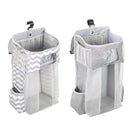 Baby Crib Hanging Bag Multifunctional Detachable Bed Diaper Toy Storage Bag(Gray Snow)