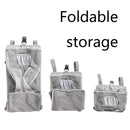Baby Crib Hanging Bag Multifunctional Detachable Bed Diaper Toy Storage Bag(Gray Snow)