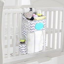 Baby Crib Hanging Bag Multifunctional Detachable Bed Diaper Toy Storage Bag(Gray Snow)