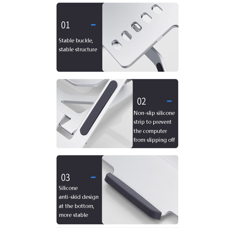 LH-T610 Aluminum Alloy Laptop Bracket Folding Lifting Desktop Cooling Bracket(Deep Gray)