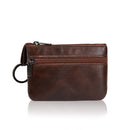 AP122 Leather Mini Multifunctional Coin Purse Small Card Holder Retro Zipper Short Clutch(Dark Brown)