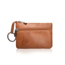AP122 Leather Mini Multifunctional Coin Purse Small Card Holder Retro Zipper Short Clutch(Brown)