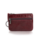AP122 Leather Mini Multifunctional Coin Purse Small Card Holder Retro Zipper Short Clutch(Purple Red)