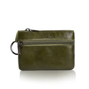 AP122 Leather Mini Multifunctional Coin Purse Small Card Holder Retro Zipper Short Clutch(Army Green)