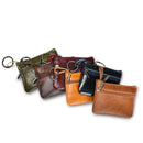 AP122 Leather Mini Multifunctional Coin Purse Small Card Holder Retro Zipper Short Clutch(Dark Brown)