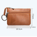 AP122 Leather Mini Multifunctional Coin Purse Small Card Holder Retro Zipper Short Clutch(Brown)