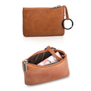 AP122 Leather Mini Multifunctional Coin Purse Small Card Holder Retro Zipper Short Clutch(Purple Red)