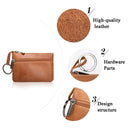 AP122 Leather Mini Multifunctional Coin Purse Small Card Holder Retro Zipper Short Clutch(Purple Red)