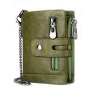 RFID Anti-Theft Swipe Wallet Tri-Fold Multi-Card Slot Crazy Horse Leather Men Leather Wallet(Green)