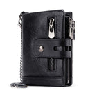 RFID Anti-Theft Swipe Wallet Tri-Fold Multi-Card Slot Crazy Horse Leather Men Leather Wallet(Black)