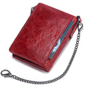 RFID Anti-Theft Swipe Wallet Tri-Fold Multi-Card Slot Crazy Horse Leather Men Leather Wallet(Brown)