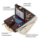 RFID Anti-Theft Swipe Wallet Tri-Fold Multi-Card Slot Crazy Horse Leather Men Leather Wallet(Brown)