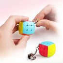 2 PCS Mini Keychain Rubik Cube Decompression Toy Third-order Keychain Flat Version