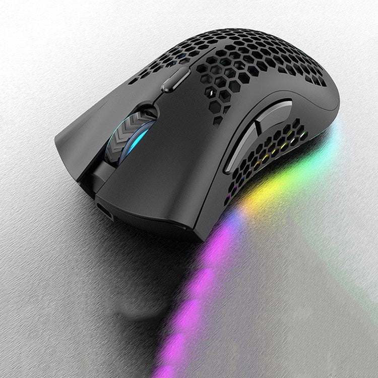 K-Snake BM600 1600 DPI 7-keys Hollow Lightweight Wireless Charging RGB Colorful Gaming Mouse(Wireless BM600 Black )
