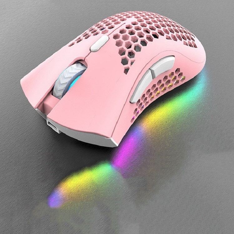 K-Snake BM600 1600 DPI 7-keys Hollow Lightweight Wireless Charging RGB Colorful Gaming Mouse(Wireless BM600 Pink)