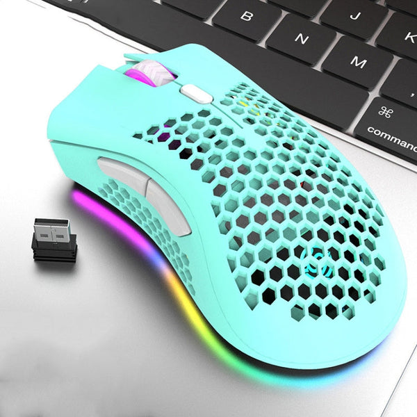 K-Snake BM600 1600 DPI 7-keys Hollow Lightweight Wireless Charging RGB Colorful Gaming Mouse(Wireless BM600 Cyan)