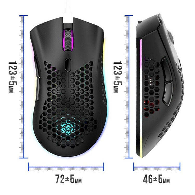 K-Snake BM600 1600 DPI 7-keys Hollow Lightweight Wireless Charging RGB Colorful Gaming Mouse(Wireless BM600 Black )