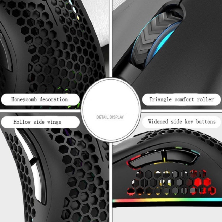 K-Snake BM600 1600 DPI 7-keys Hollow Lightweight Wireless Charging RGB Colorful Gaming Mouse(Wireless BM600 Cyan)