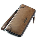 WEIXIER W95 Retro Business Handbag Casual Long Wallet Men Zipper Wallet(Khaki)