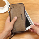 WEIXIER W95 Retro Business Handbag Casual Long Wallet Men Zipper Wallet(Khaki)
