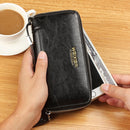 WEIXIER W95 Retro Business Handbag Casual Long Wallet Men Zipper Wallet(Black)