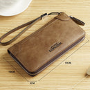 WEIXIER W95 Retro Business Handbag Casual Long Wallet Men Zipper Wallet(Khaki)